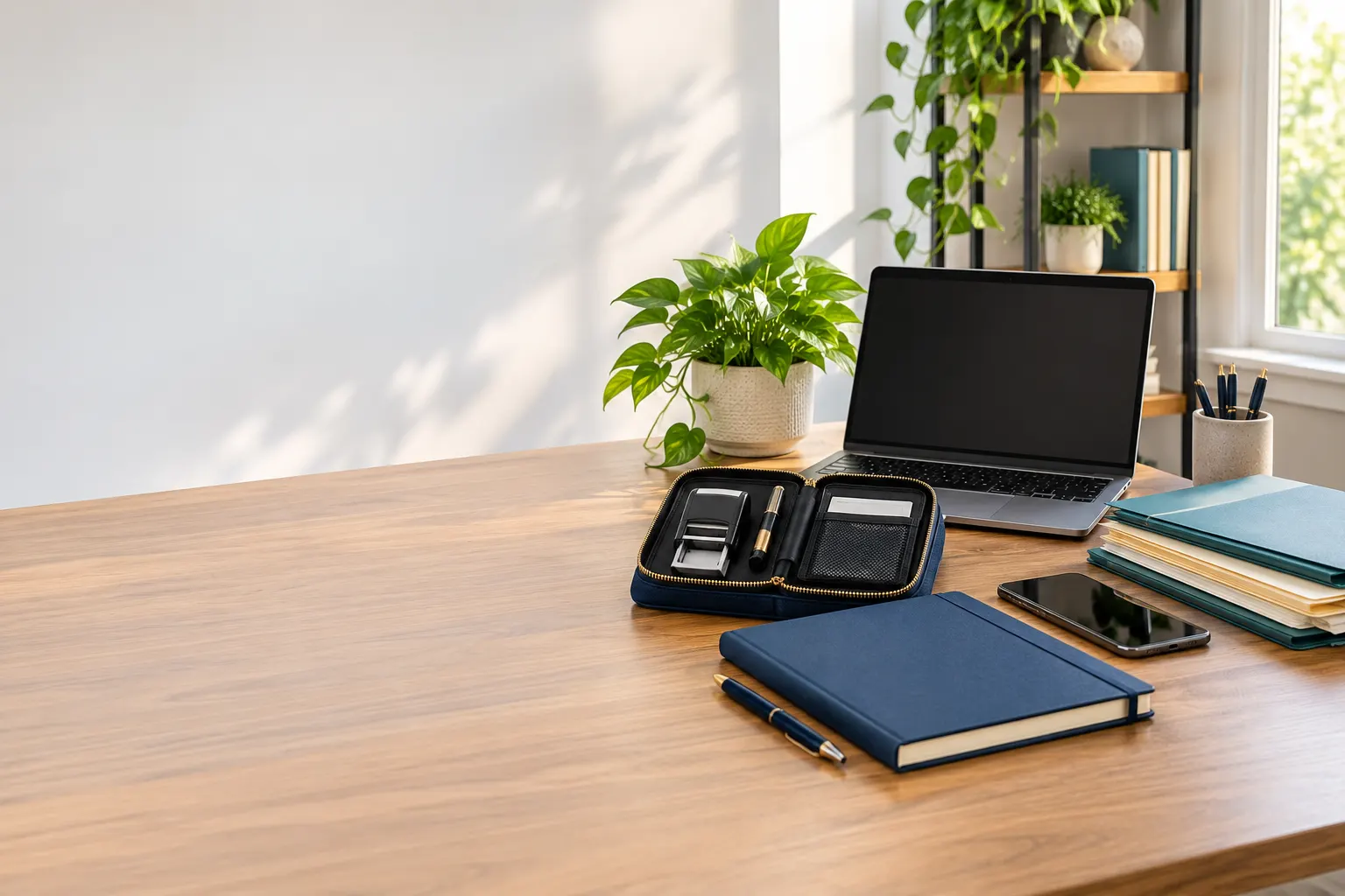 Mobile notary reviewing documents with a client at a home table