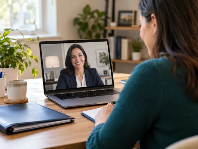 A client taking part in a remote online notarization video session
